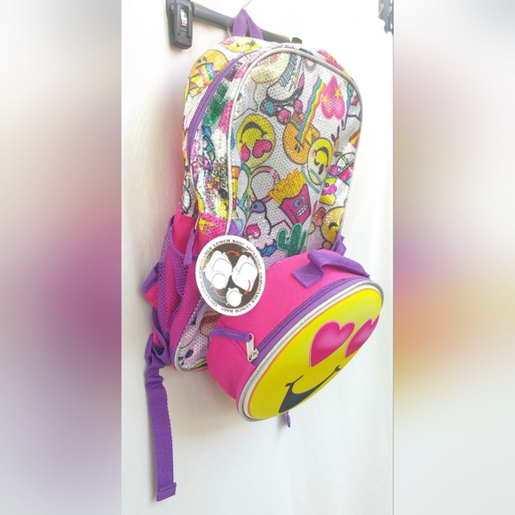Emojination Backpack and Lunchbox Set Sequin Emojis - Picture 2 of 4